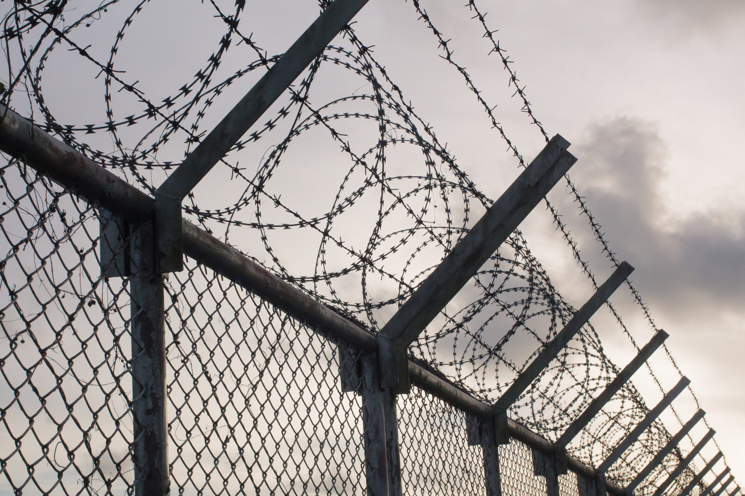 Exterior fence at George W. Hill Correctional Facility.