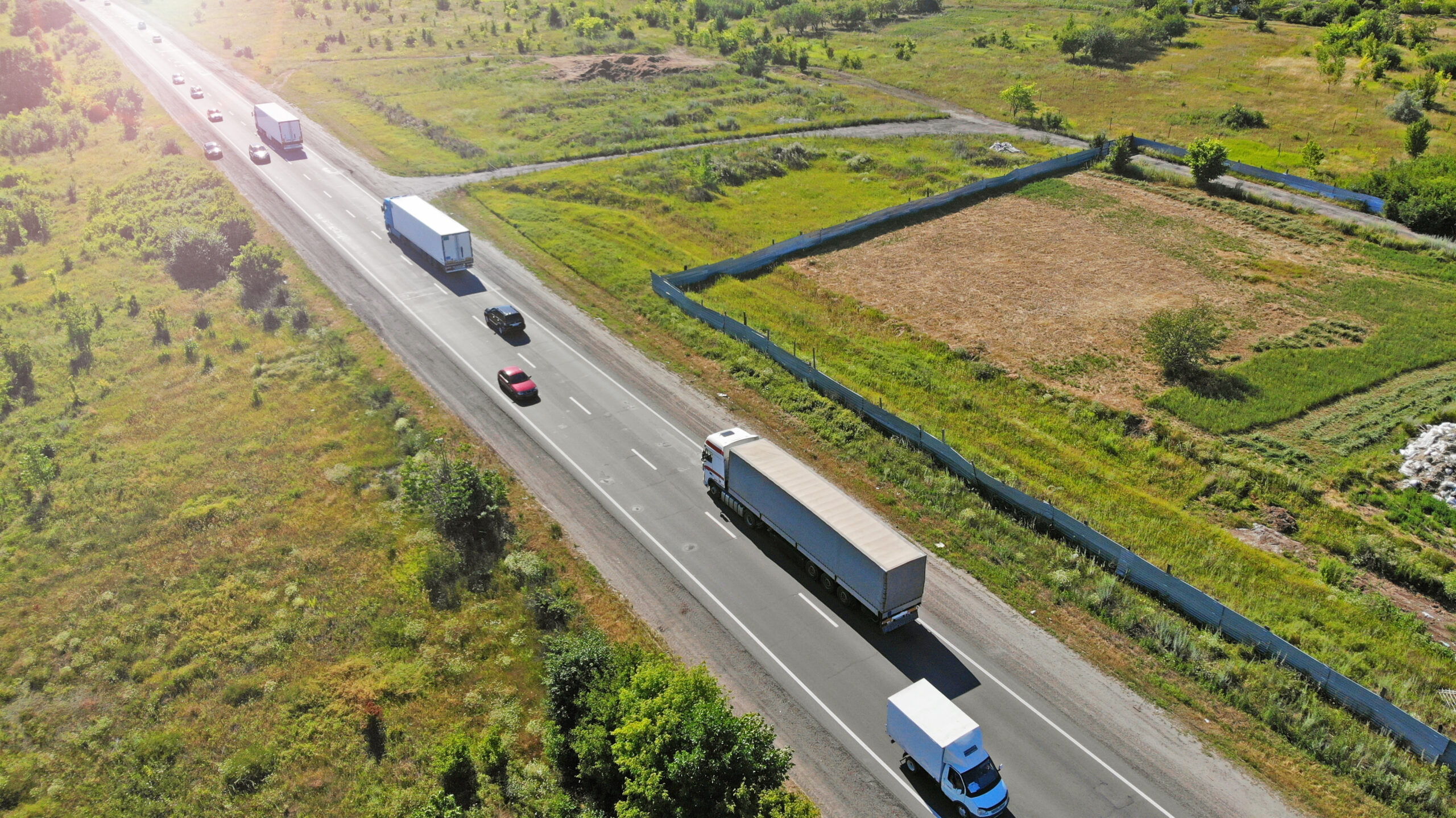 Trucks on a highway road in Pennsylvania.